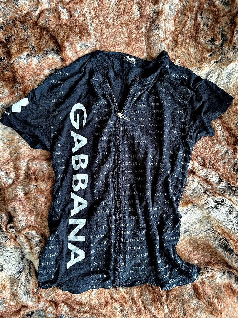 Dolce & Gabbana Black Short Sleeve Zip Top